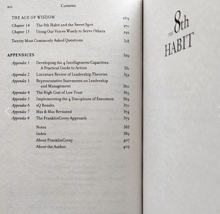 The 8th Habit: From Effectiveness to Greatness by Steven Covey.