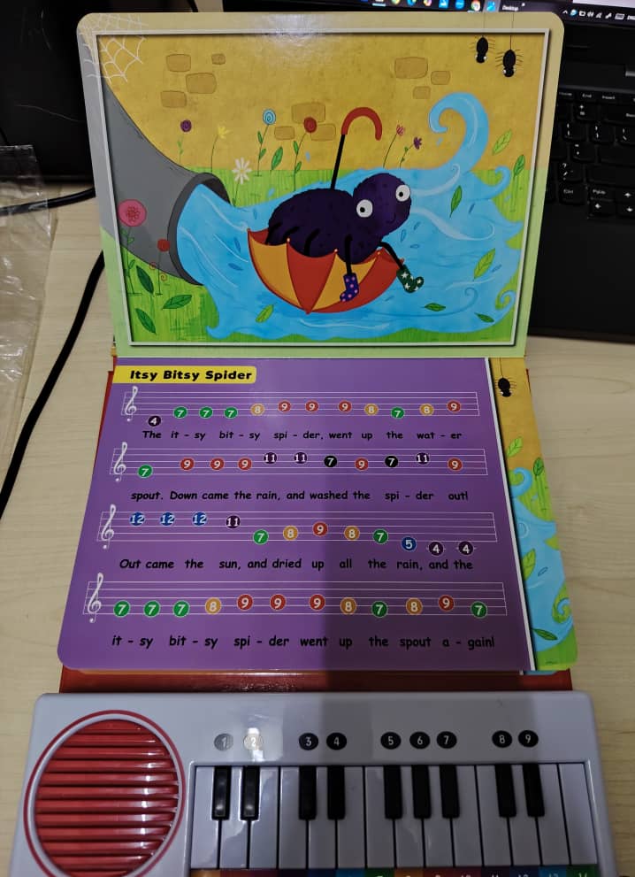 Nursery Rhymes Itsy Bitsy Spider and Other Play Along Songs Board Book with Piano Keyboard (Piano Book)