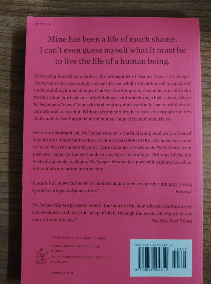 No Longer Human by Osamu Dazai (Author), Donald Keene (Translator) Asian Fiction
