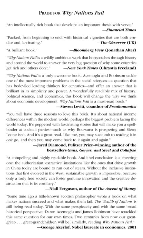 icon video play     icon arrow left boldicon arrow right bold Share:  0 Why Nations Fail: The Origins of Power, Prosperity, and Poverty (US) , Non-Fiction Economics-Finance-Political Science
