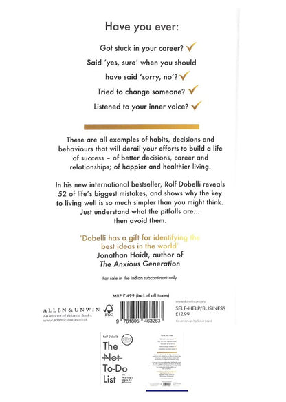 The Not To Do List: The Surprisingly Simple Art of Success (New 2025 Release) by Rolf Dobelli-Non Fiction Self-Help