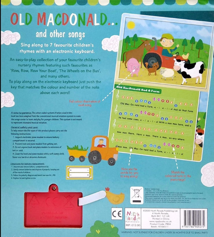 Old MacDonald and Other Play Along Songs Board Book with Piano Keyboard